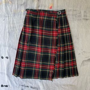 Vintage Red Wool Plaid Kilt Skirt by Laird Portch Of Scotland